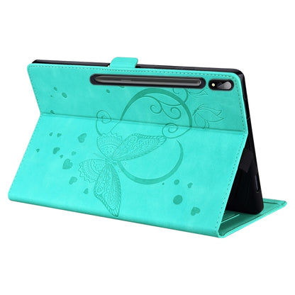 For Samsung Galaxy Tab S9 FE+ Love Butterfly Embossed Leather Tablet Case(Mint Green) - Galaxy Tab S9 FE+ by PMC Jewellery | Online Shopping South Africa | PMC Jewellery | Buy Now Pay Later Mobicred