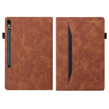 For Samsung Galaxy Tab S9 FE Splicing Shockproof Leather Tablet Case(Brown) - Galaxy Tab S9 FE by PMC Jewellery | Online Shopping South Africa | PMC Jewellery | Buy Now Pay Later Mobicred