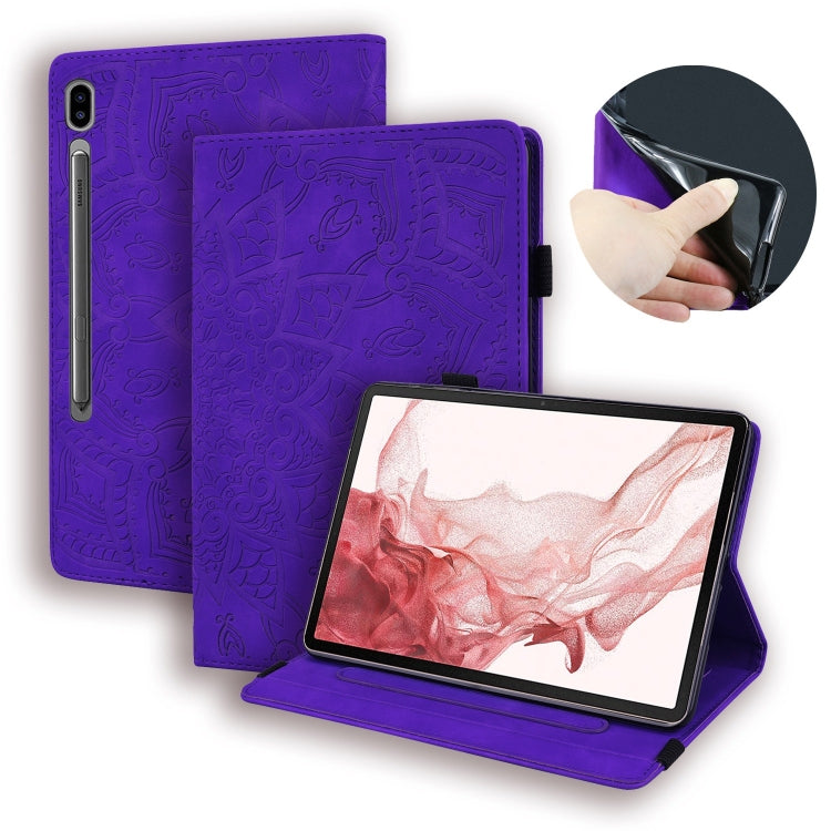 For Samsung Galaxy Tab S9 FE+ Calf Texture Embossed Leather Tablet Case(Purple) - Galaxy Tab S9 FE+ by PMC Jewellery | Online Shopping South Africa | PMC Jewellery | Buy Now Pay Later Mobicred