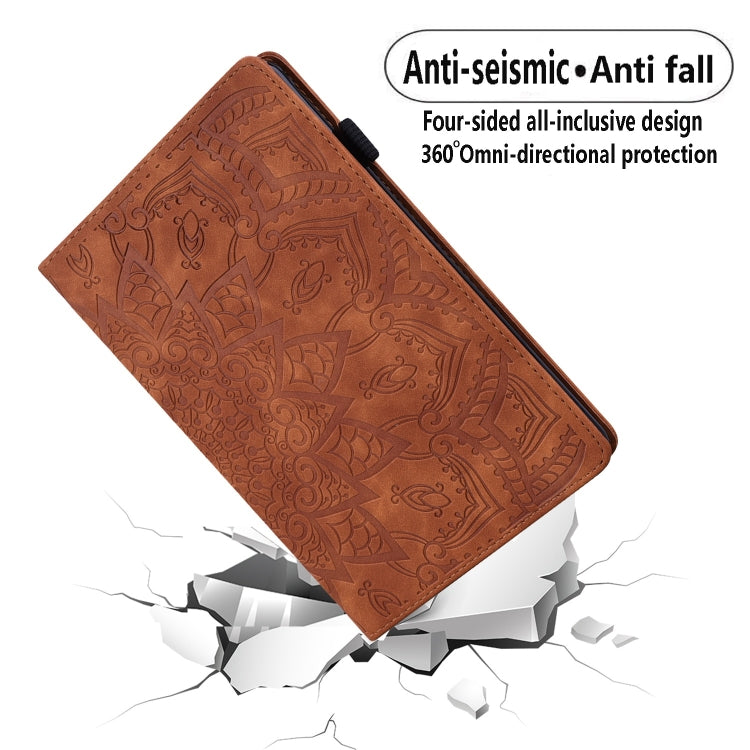 For Samsung Galaxy Tab S9 FE Calf Texture Embossed Leather Tablet Case(Brown) - Galaxy Tab S9 FE by PMC Jewellery | Online Shopping South Africa | PMC Jewellery | Buy Now Pay Later Mobicred