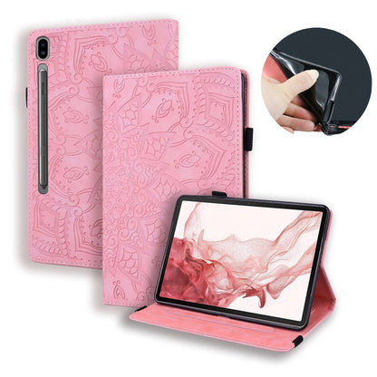 For Samsung Galaxy Tab S9 FE Calf Texture Embossed Leather Tablet Case(Pink) - Galaxy Tab S9 FE by PMC Jewellery | Online Shopping South Africa | PMC Jewellery | Buy Now Pay Later Mobicred