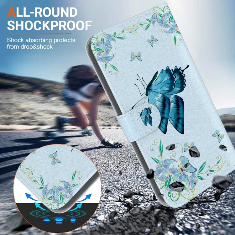 For Google Pixel 9 Pro Crystal Texture Colored Drawing Leather Phone Case(Blue Pansies) - Google Cases by PMC TechLife | Online Shopping South Africa | PMC TechLife | Buy Now Pay Later Mobicred