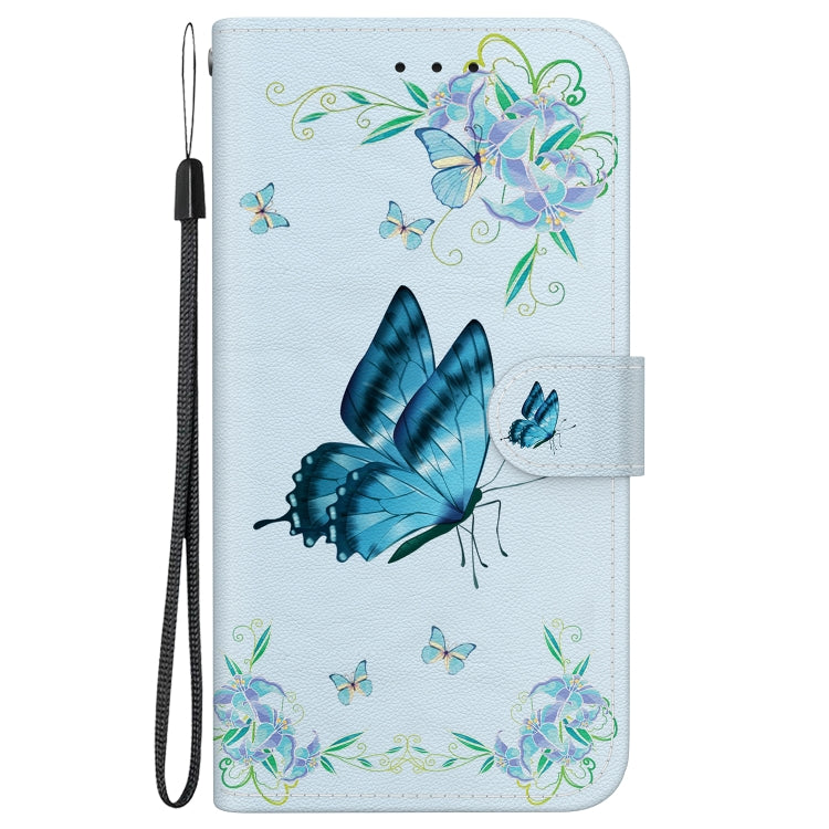 For Google Pixel 9 Crystal Texture Colored Drawing Leather Phone Case(Blue Pansies) - Google Cases by PMC Jewellery | Online Shopping South Africa | PMC Jewellery | Buy Now Pay Later Mobicred