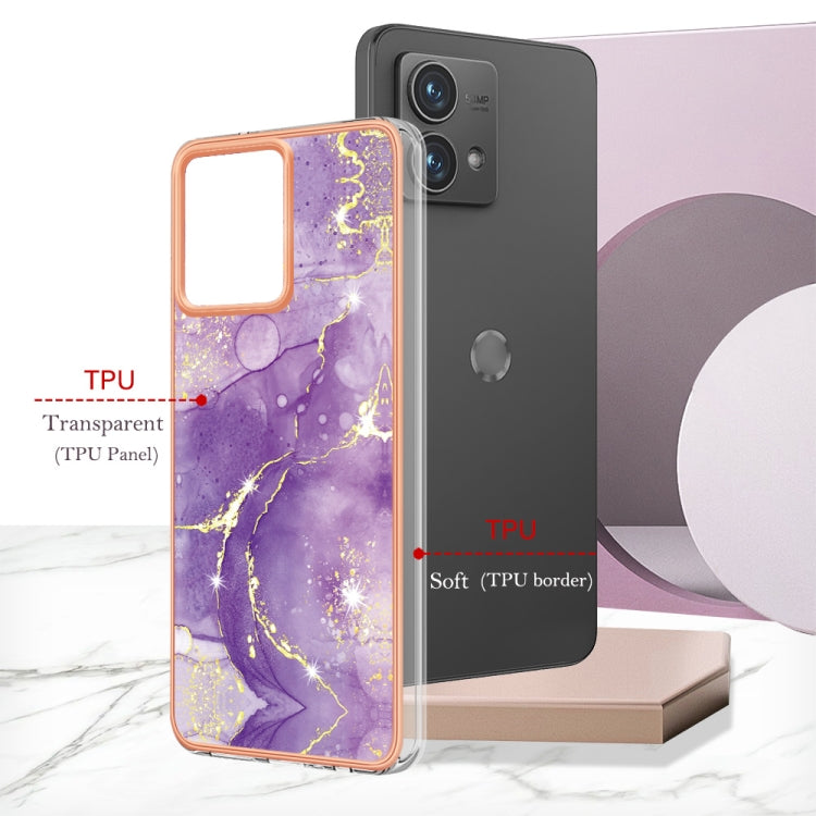 For Motorola Moto G84 Electroplating Marble Dual-side IMD Phone Case(Purple 002) - Motorola Cases by PMC Jewellery | Online Shopping South Africa | PMC Jewellery | Buy Now Pay Later Mobicred