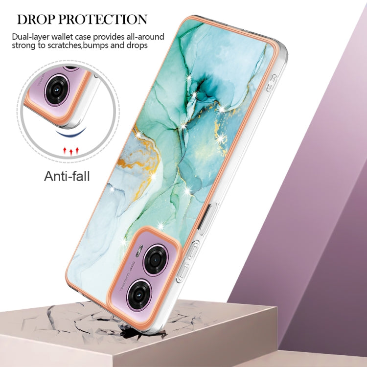 For Motorola Moto G24 4G / G04 4G Electroplating Marble Dual-side IMD Phone Case(Green 003) - Motorola Cases by PMC Jewellery | Online Shopping South Africa | PMC Jewellery | Buy Now Pay Later Mobicred