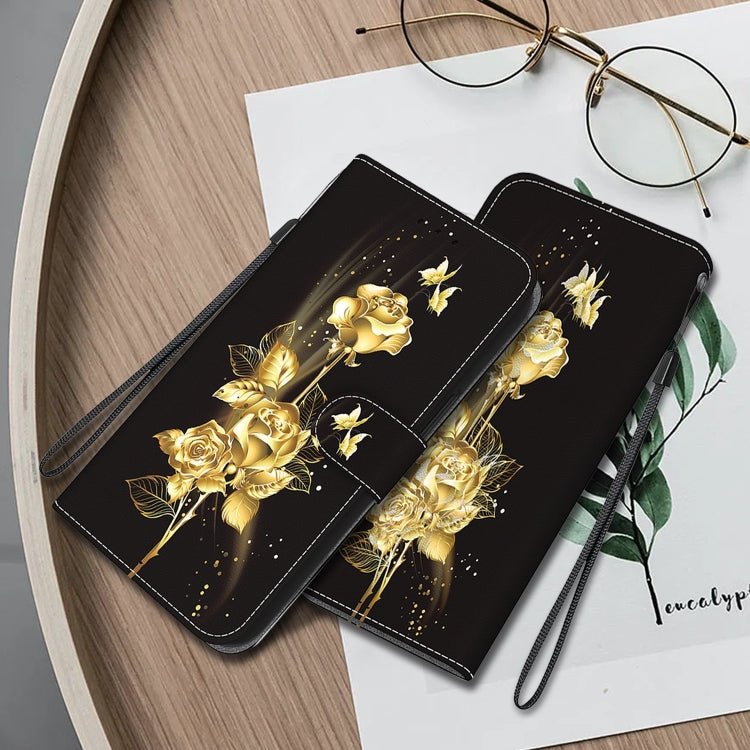 For Honor Magic6 Pro Crystal Texture Colored Drawing Leather Phone Case(Gold Butterfly Rose) - Honor Cases by PMC Jewellery | Online Shopping South Africa | PMC Jewellery | Buy Now Pay Later Mobicred