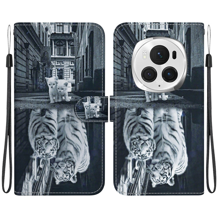 For Honor Magic6 Pro Crystal Texture Colored Drawing Leather Phone Case(Cat Tiger Reflection) - Honor Cases by PMC Jewellery | Online Shopping South Africa | PMC Jewellery | Buy Now Pay Later Mobicred