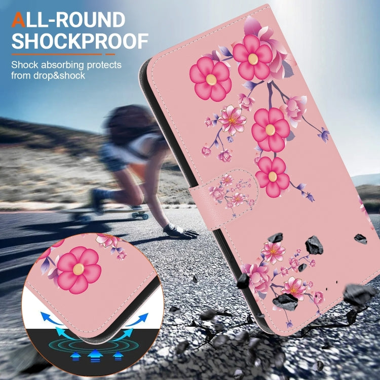 For iPhone 16 Plus Crystal Texture Colored Drawing Leather Phone Case(Cherry Blossoms) - iPhone 16 Plus Cases by PMC TechLife | Online Shopping South Africa | PMC TechLife | Buy Now Pay Later Mobicred