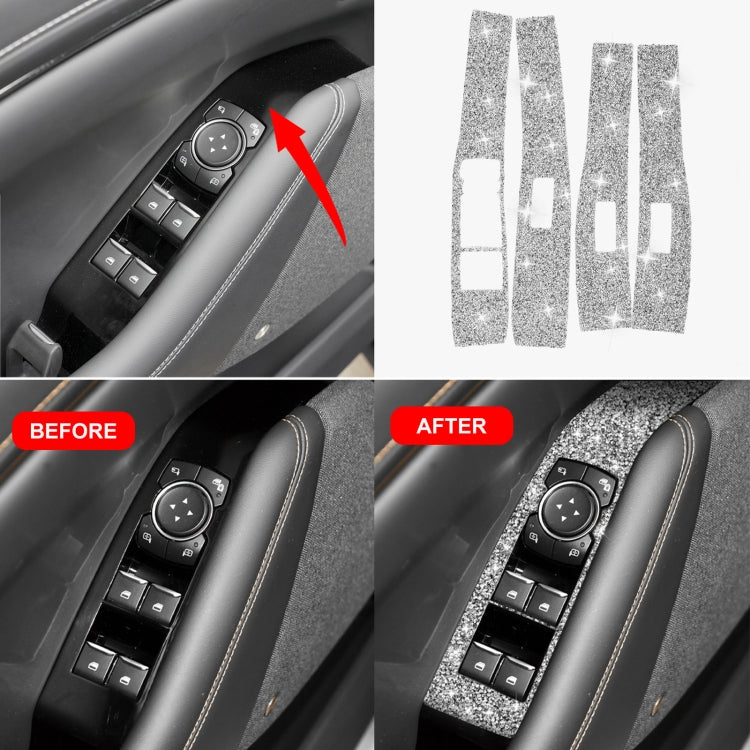 For Ford Mustang Mach E 2021 4 in 1 Car Window Lift Panel Diamond Decorative Sticker, Left Drive - Car Interior Mouldings by PMC Jewellery | Online Shopping South Africa | PMC Jewellery | Buy Now Pay Later Mobicred