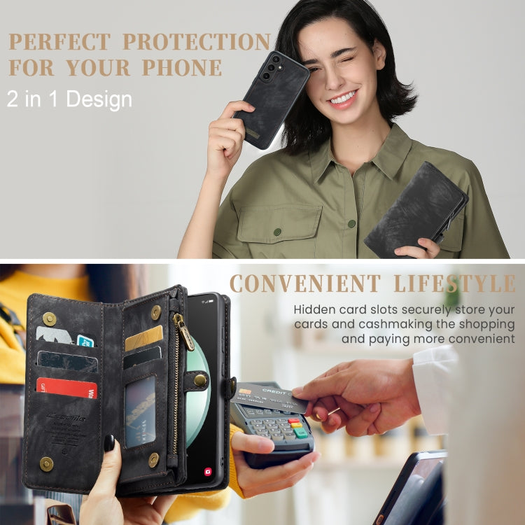 For Samsung Galaxy S23 FE CaseMe 008 Multifunctional Zipper Wallet Leather Phone Case with Lanyard(Black) - Galaxy S23 FE 5G Cases by CaseMe | Online Shopping South Africa | PMC Jewellery | Buy Now Pay Later Mobicred