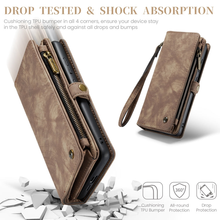 For Samsung Galaxy A55 5G CaseMe 008 Multifunctional Zipper Wallet Leather Phone Case with Lanyard(Brown) - Galaxy Phone Cases by CaseMe | Online Shopping South Africa | PMC Jewellery | Buy Now Pay Later Mobicred