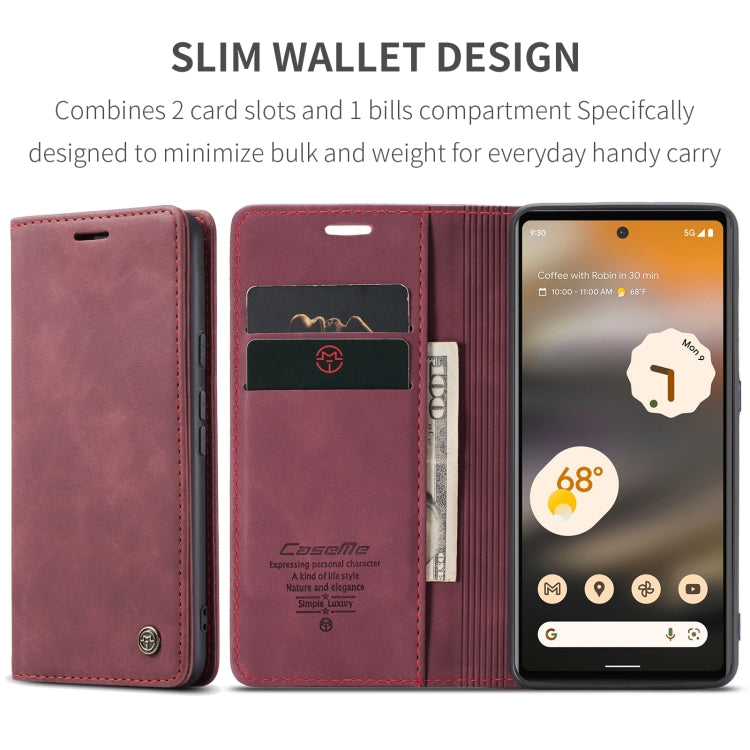 For Google Pixel 6A CaseMe 013 Multifunctional Horizontal Flip Leather Phone Case(Wine Red) - Google Cases by CaseMe | Online Shopping South Africa | PMC Jewellery | Buy Now Pay Later Mobicred