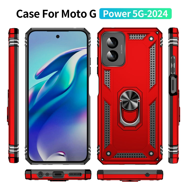 For Motorola Moto G Power 5G 2024 Shockproof TPU + PC Phone Case with Holder(Red) - Motorola Cases by PMC Jewellery | Online Shopping South Africa | PMC Jewellery | Buy Now Pay Later Mobicred