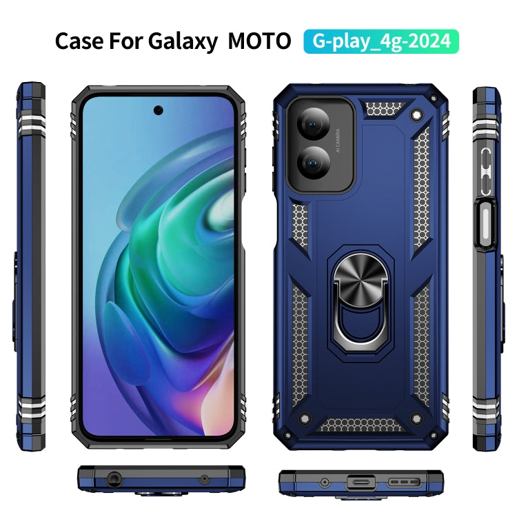 For Motorola Moto G Play 4G 2024 Shockproof TPU + PC Phone Case with Holder(Blue) - Motorola Cases by PMC Jewellery | Online Shopping South Africa | PMC Jewellery | Buy Now Pay Later Mobicred