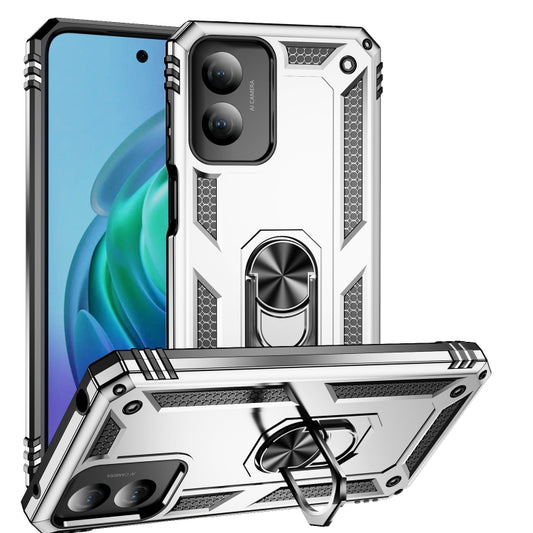 For Motorola Moto G Play 4G 2024 Shockproof TPU + PC Phone Case with Holder(Silver) - Motorola Cases by PMC Jewellery | Online Shopping South Africa | PMC Jewellery | Buy Now Pay Later Mobicred