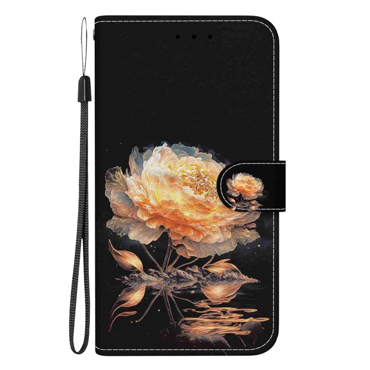 For Motorola Edge 2024 Crystal Texture Colored Drawing Leather Phone Case(Gold Peony) - Motorola Cases by PMC Jewellery | Online Shopping South Africa | PMC Jewellery | Buy Now Pay Later Mobicred