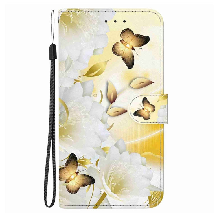 For Motorola Edge 2024 Crystal Texture Colored Drawing Leather Phone Case(Gold Butterfly Epiphyllum) - Motorola Cases by PMC Jewellery | Online Shopping South Africa | PMC Jewellery | Buy Now Pay Later Mobicred