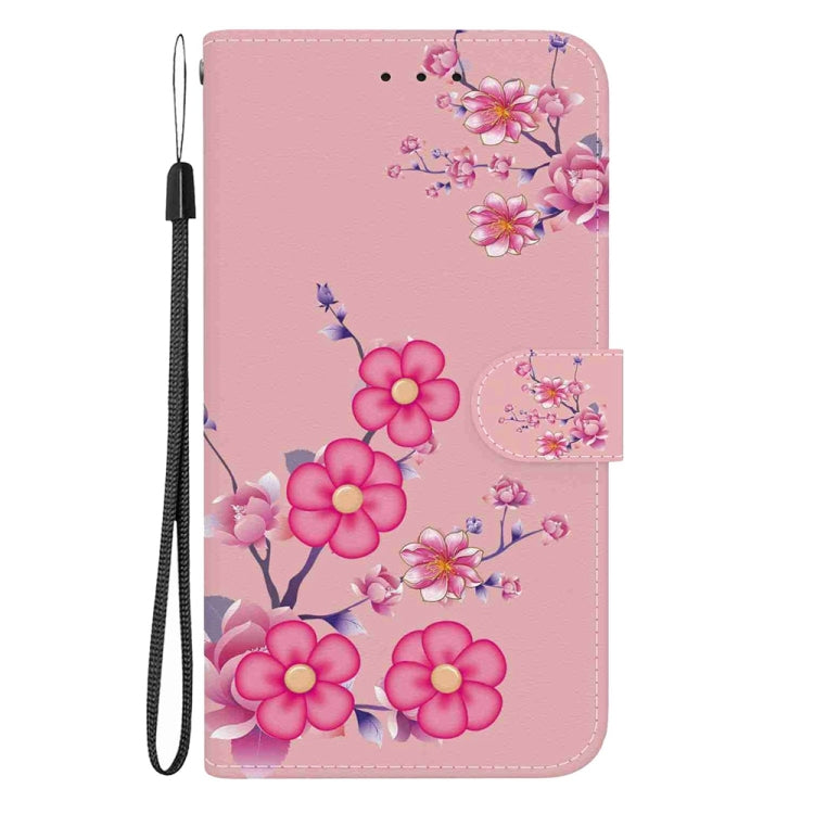 For Motorola Edge 2024 Crystal Texture Colored Drawing Leather Phone Case(Cherry Blossoms) - Motorola Cases by PMC Jewellery | Online Shopping South Africa | PMC Jewellery | Buy Now Pay Later Mobicred