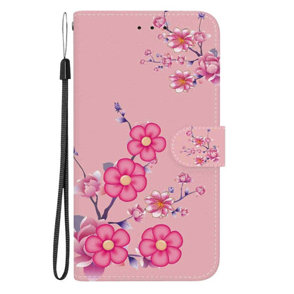 For Motorola Edge 2024 Crystal Texture Colored Drawing Leather Phone Case(Cherry Blossoms) - Motorola Cases by PMC Jewellery | Online Shopping South Africa | PMC Jewellery | Buy Now Pay Later Mobicred