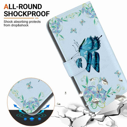 For Motorola Edge 2024 Crystal Texture Colored Drawing Leather Phone Case(Blue Pansies) - Motorola Cases by PMC Jewellery | Online Shopping South Africa | PMC Jewellery | Buy Now Pay Later Mobicred