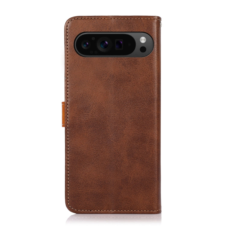 For Google Pixel 9 Pro KHAZNEH Dual-color Cowhide Texture Flip Leather Phone Case(Brown) - Google Cases by PMC Jewellery | Online Shopping South Africa | PMC Jewellery | Buy Now Pay Later Mobicred