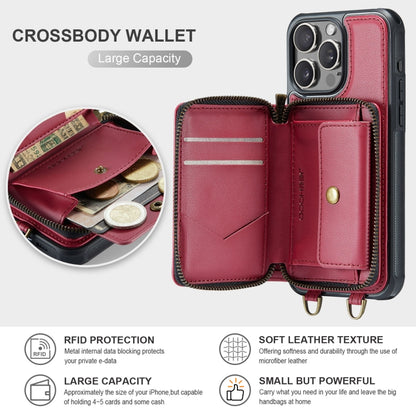 For iPhone 16 Pro JEEHOOD C22 Series Zipper Wallet Leather Phone Case with Dual Lanyard(Red) - iPhone 16 Pro Cases by JEEHOOD | Online Shopping South Africa | PMC Jewellery | Buy Now Pay Later Mobicred