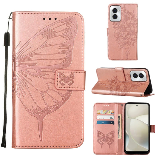 For Motorola Moto G Power 5G 2024 Embossed Butterfly Leather Phone Case(Rose Gold) - Motorola Cases by PMC Jewellery | Online Shopping South Africa | PMC Jewellery | Buy Now Pay Later Mobicred