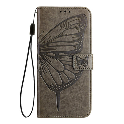 For Motorola Edge 50 Pro Embossed Butterfly Leather Phone Case(Grey) - Motorola Cases by PMC Jewellery | Online Shopping South Africa | PMC Jewellery | Buy Now Pay Later Mobicred