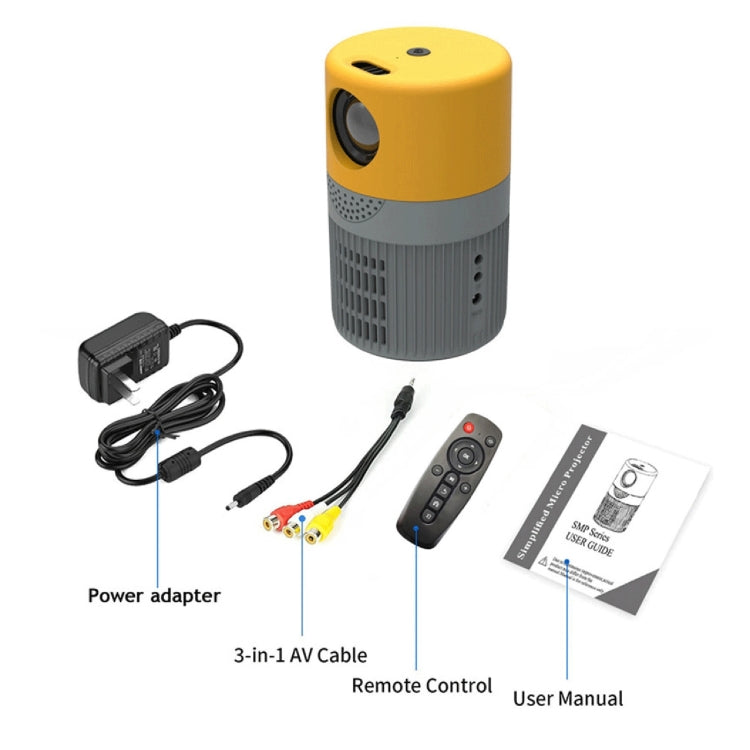 T400 3000 Lumens LED Mini Projector Support Wifi Screen Mirroring, Plug Type:AU Plug(Grey Yellow) - Mini Projector by PMC Jewellery | Online Shopping South Africa | PMC Jewellery | Buy Now Pay Later Mobicred