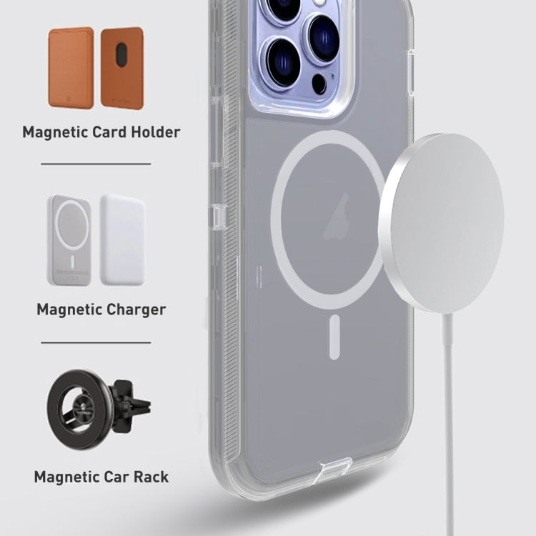 For iPhone 15 Pro Shockproof MagSafe Magnetic Phone Case(Transparent Grey) - iPhone 15 Pro Cases by PMC Jewellery | Online Shopping South Africa | PMC Jewellery