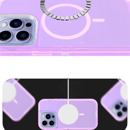 For iPhone 14 Plus Shockproof MagSafe Magnetic Phone Case(Transparent Purple) - iPhone 14 Plus Cases by PMC Jewellery | Online Shopping South Africa | PMC Jewellery