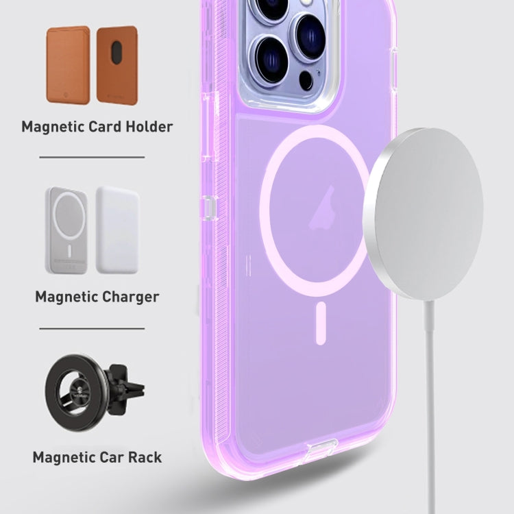 For iPhone 14 Plus Shockproof MagSafe Magnetic Phone Case(Transparent Purple) - iPhone 14 Plus Cases by PMC Jewellery | Online Shopping South Africa | PMC Jewellery