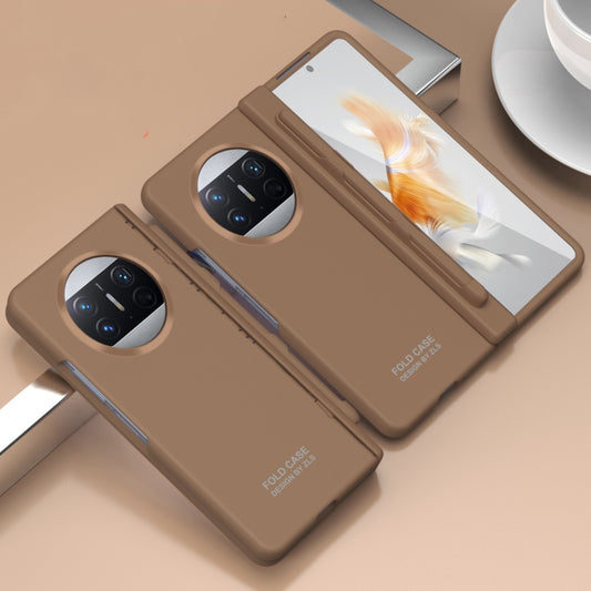 For Huawei Mate X3 Extraordinary Series Hinged Folding Full Coverage Phone Case with Pen Slot & Stylus(Coffee) - Huawei Cases by PMC Jewellery | Online Shopping South Africa | PMC Jewellery