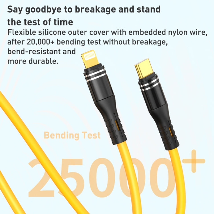 USB to 8 Pin Liquid Silicone Charging Data Cable, Length: 1.2m(Yellow) - Normal Style Cable by PMC Jewellery | Online Shopping South Africa | PMC Jewellery | Buy Now Pay Later Mobicred