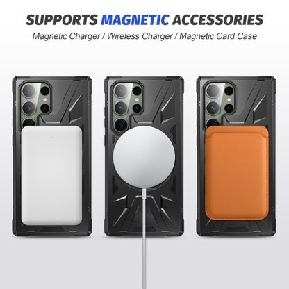 For Samsung Galaxy S24 Ultra 5G MagSafe Magnetic Shockproof Phone Case with Ring Holder(Black) - Galaxy S24 Ultra 5G Cases by PMC Jewellery | Online Shopping South Africa | PMC Jewellery