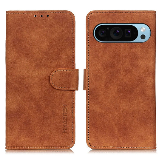 For Google Pixel 9 KHAZNEH Retro Texture Flip Leather Phone Case(Brown) - Google Cases by PMC Jewellery | Online Shopping South Africa | PMC Jewellery | Buy Now Pay Later Mobicred