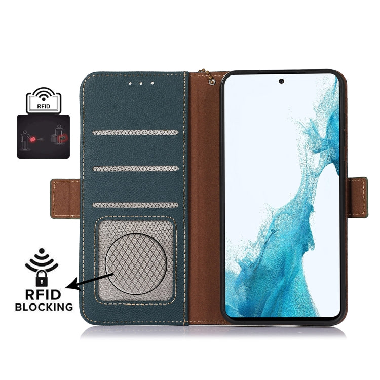 For Google Pixel 9 Side-Magnetic TJ Genuine Leather RFID Phone Case(Green) - Google Cases by PMC TechLife | Online Shopping South Africa | PMC TechLife | Buy Now Pay Later Mobicred