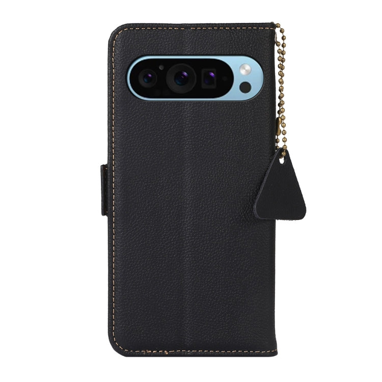 For Google Pixel 9 Side-Magnetic TJ Genuine Leather RFID Phone Case(Black) - Google Cases by PMC Jewellery | Online Shopping South Africa | PMC Jewellery | Buy Now Pay Later Mobicred