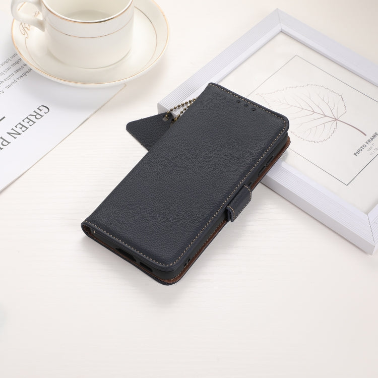 For Google Pixel 9 Pro Side-Magnetic TJ Genuine Leather RFID Phone Case(Blue) - Google Cases by PMC TechLife | Online Shopping South Africa | PMC TechLife | Buy Now Pay Later Mobicred
