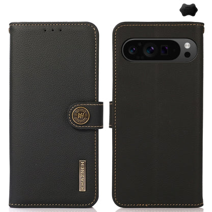 For Google Pixel 9 Pro KHAZNEH Custer Genuine Leather RFID Phone Case(Black) - Google Cases by PMC Jewellery | Online Shopping South Africa | PMC Jewellery | Buy Now Pay Later Mobicred