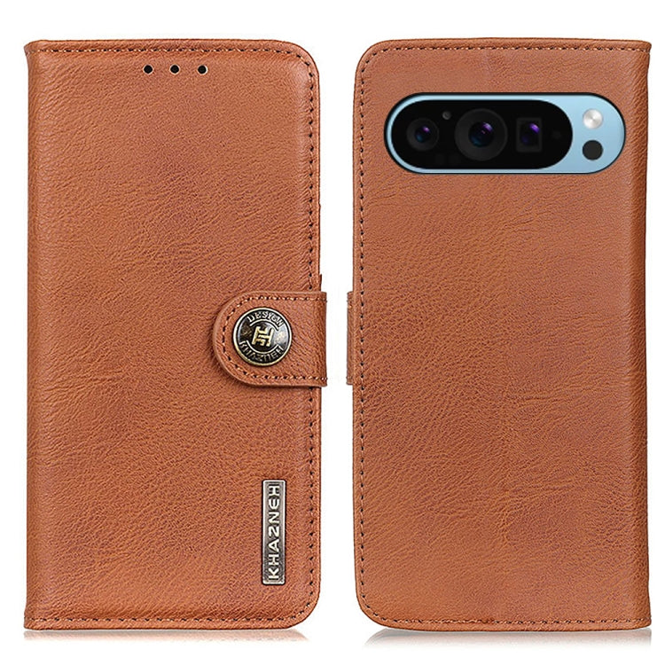 For Google Pixel 9 KHAZNEH Cowhide Texture Horizontal Flip Leather Phone Case(Brown) - Google Cases by PMC Jewellery | Online Shopping South Africa | PMC Jewellery | Buy Now Pay Later Mobicred