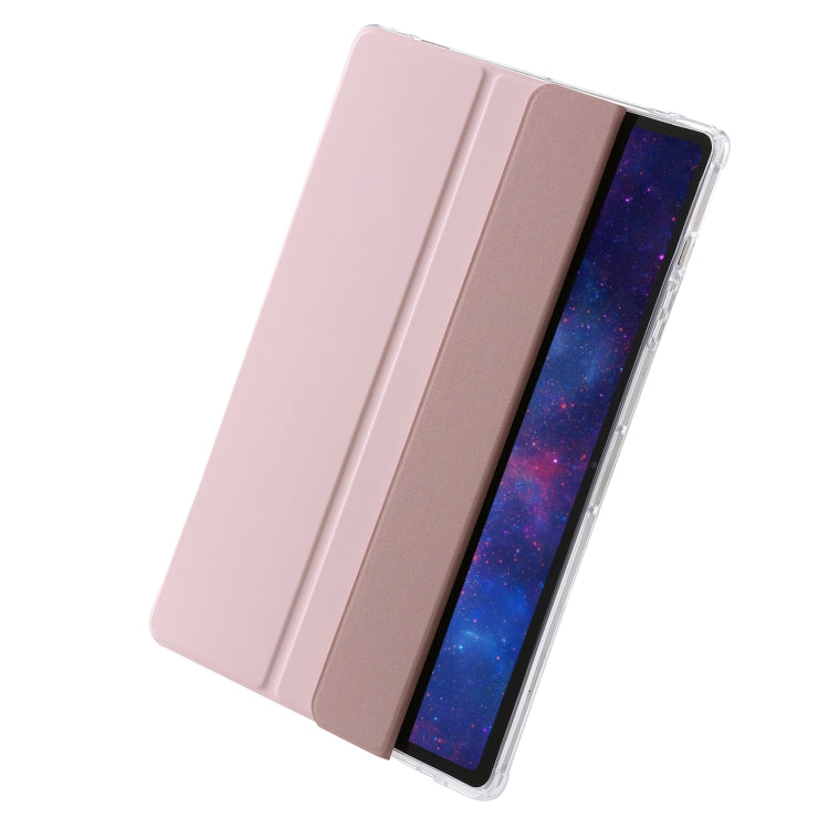 For Samsung Galaxy Tab S9+ 3-Fold Clear Acrylic Leather Tablet Case(Pink) - Galaxy Tab S9+ Cases by PMC Jewellery | Online Shopping South Africa | PMC Jewellery | Buy Now Pay Later Mobicred