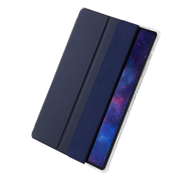 For Samsung Galaxy Tab S9 Ultra/S8 Ultra 3-Fold Clear Acrylic Leather Tablet Case(Dark Blue) - Galaxy Tab S9 Ultra Cases by PMC Jewellery | Online Shopping South Africa | PMC Jewellery | Buy Now Pay Later Mobicred