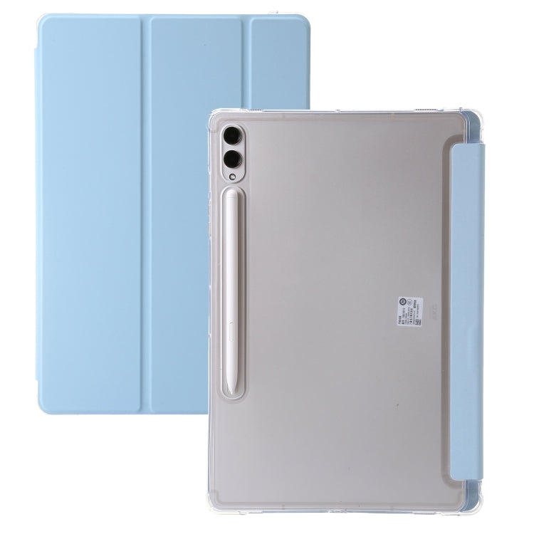 For Samsung Galaxy Tab S9 Ultra/S8 Ultra 3-Fold Clear Acrylic Leather Tablet Case(Ice Blue) - Galaxy Tab S9 Ultra Cases by PMC Jewellery | Online Shopping South Africa | PMC Jewellery