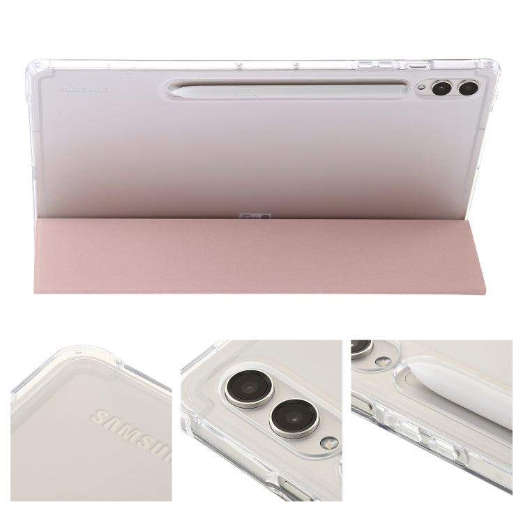 For Samsung Galaxy Tab S9 Ultra/S8 Ultra 3-Fold Clear Acrylic Leather Tablet Case(Pink) - Galaxy Tab S9 Ultra Cases by PMC Jewellery | Online Shopping South Africa | PMC Jewellery | Buy Now Pay Later Mobicred