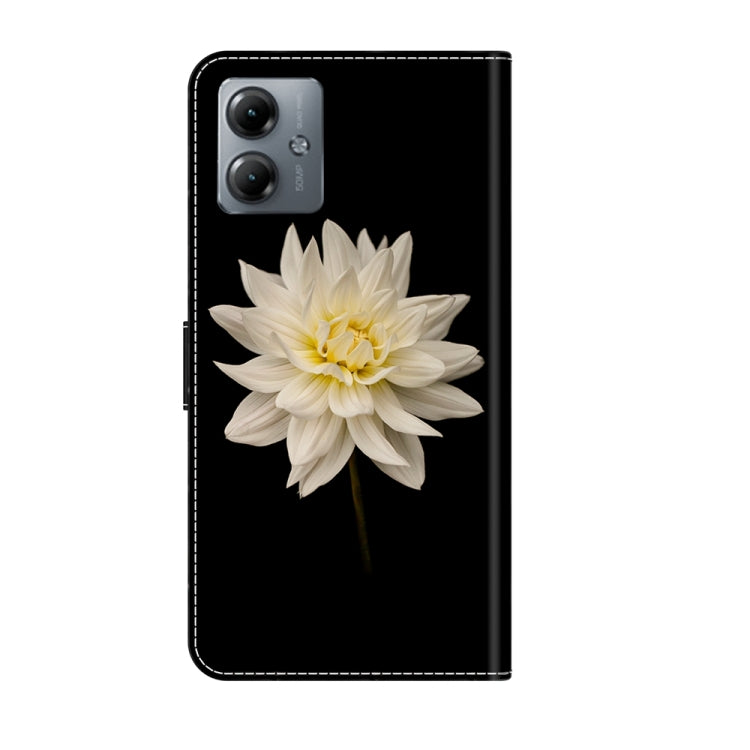 For Motorola Moto G14 Crystal 3D Shockproof Protective Leather Phone Case(White Flower) - Motorola Cases by PMC Jewellery | Online Shopping South Africa | PMC Jewellery | Buy Now Pay Later Mobicred