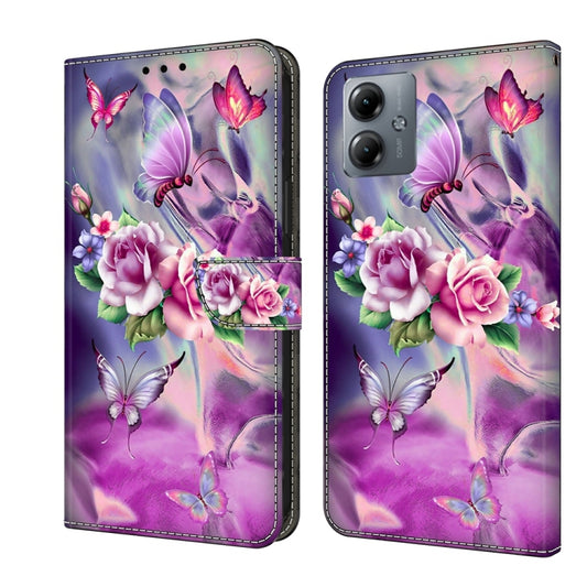 For Motorola Moto G14 Crystal 3D Shockproof Protective Leather Phone Case(Butterfly) - Motorola Cases by PMC Jewellery | Online Shopping South Africa | PMC Jewellery | Buy Now Pay Later Mobicred