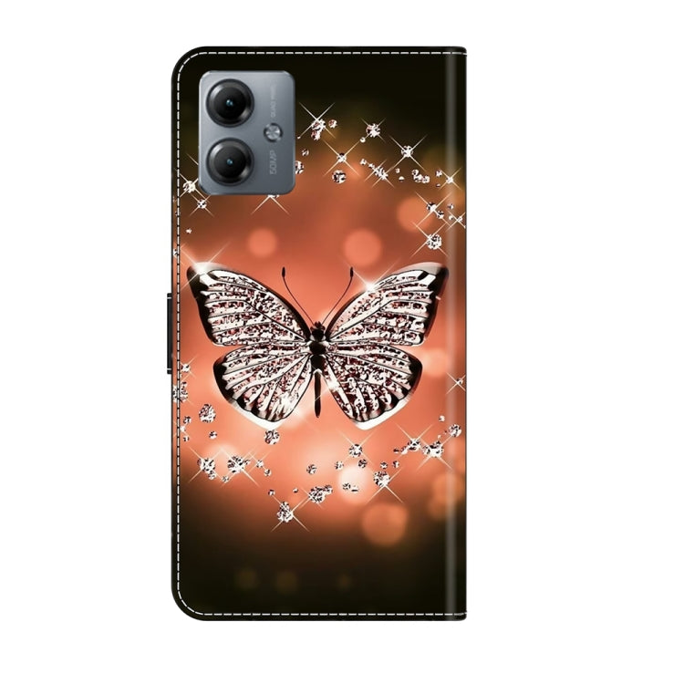 For Motorola Moto G14 Crystal 3D Shockproof Protective Leather Phone Case(Crystal Butterfly) - Motorola Cases by PMC Jewellery | Online Shopping South Africa | PMC Jewellery | Buy Now Pay Later Mobicred