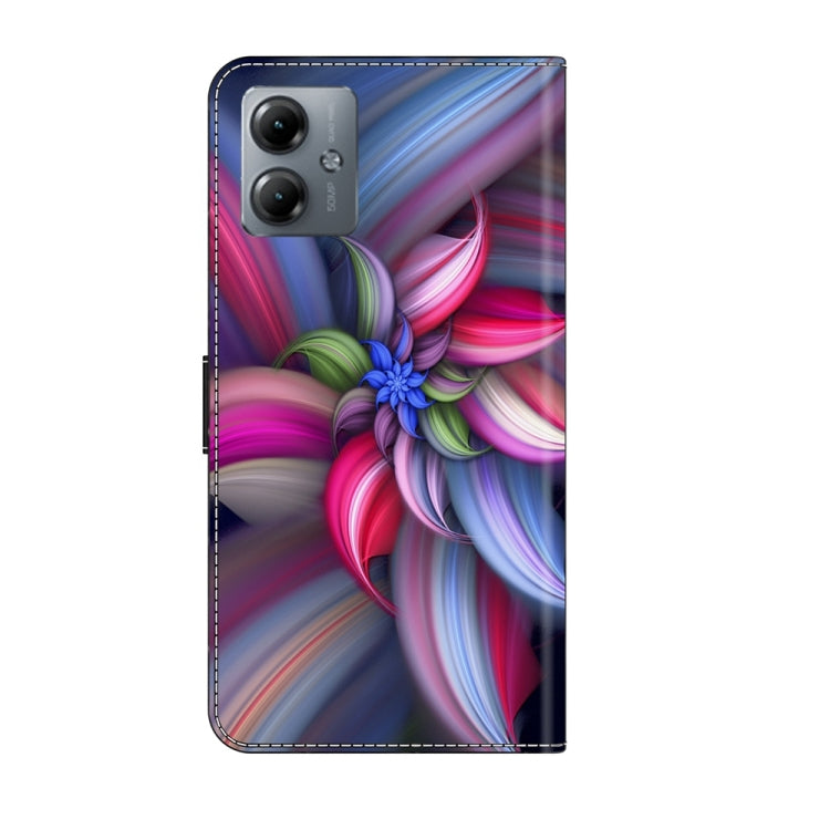 For Motorola Moto G14 Crystal 3D Shockproof Protective Leather Phone Case(Colorful Flower) - Motorola Cases by PMC Jewellery | Online Shopping South Africa | PMC Jewellery | Buy Now Pay Later Mobicred