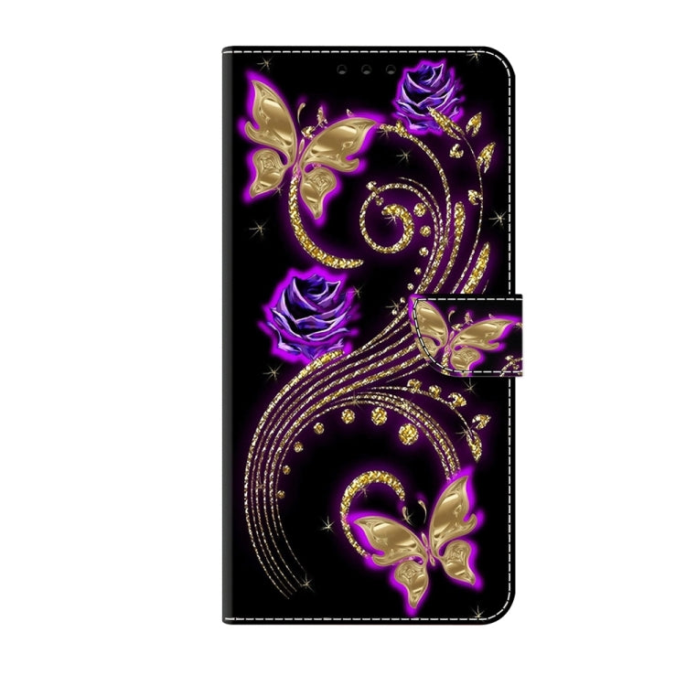 For Motorola Moto G14 Crystal 3D Shockproof Protective Leather Phone Case(Purple Flower Butterfly) - Motorola Cases by PMC Jewellery | Online Shopping South Africa | PMC Jewellery | Buy Now Pay Later Mobicred